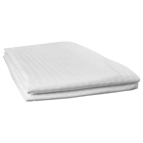 Fitted Bed Sheets - 1 Pack 60x80x16 in. - Queen White Stripe Deep Pocket Bottom Sheet - Soft Cotton Blended Shrinkage & Fade Resistant - Ideal for Hotel, Motel & Rental Properties