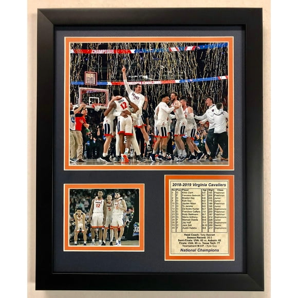 Legends Never Die NCAA Virginia Cavaliers 2018-2019 Men's Basketball National Champions Framed Double Matted Photos, Celebration, 12" x 15"
