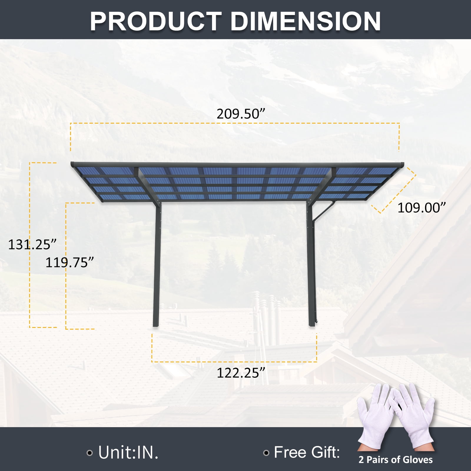 CarButler 17x9x11ft Metal Outdoor Single Carport Heavy Duty Carport with Aluminum  Frame and Polycarbonate Panels for Outdoor Driveway Car, Truck