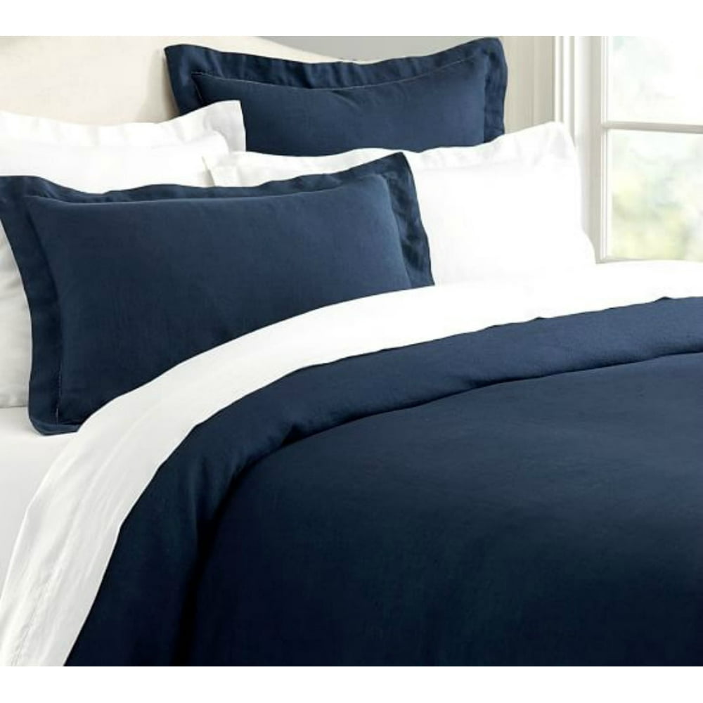 Belgian Flax Linen Duvet Cover Midnight King/Cal King