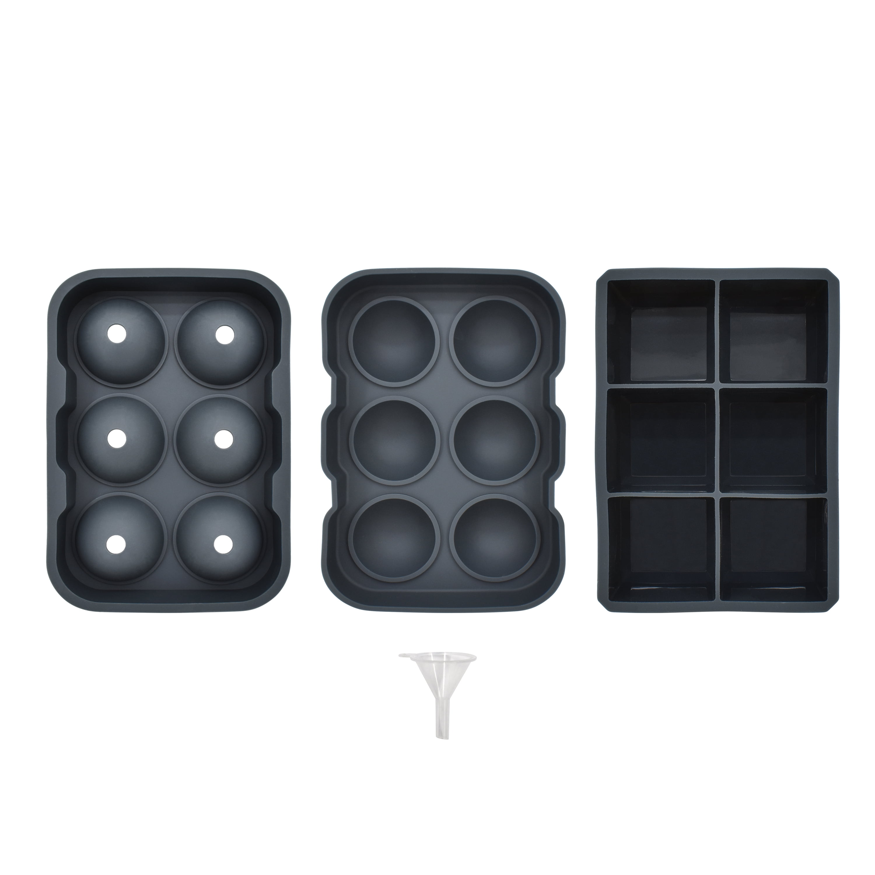 (6 pack) Mainstays, Ice Cube Tray, 2 Pack Silicone Ice Cube Tray Grey, Square & Sphere Combo, 2 pack, perfect for chilled drink preparation