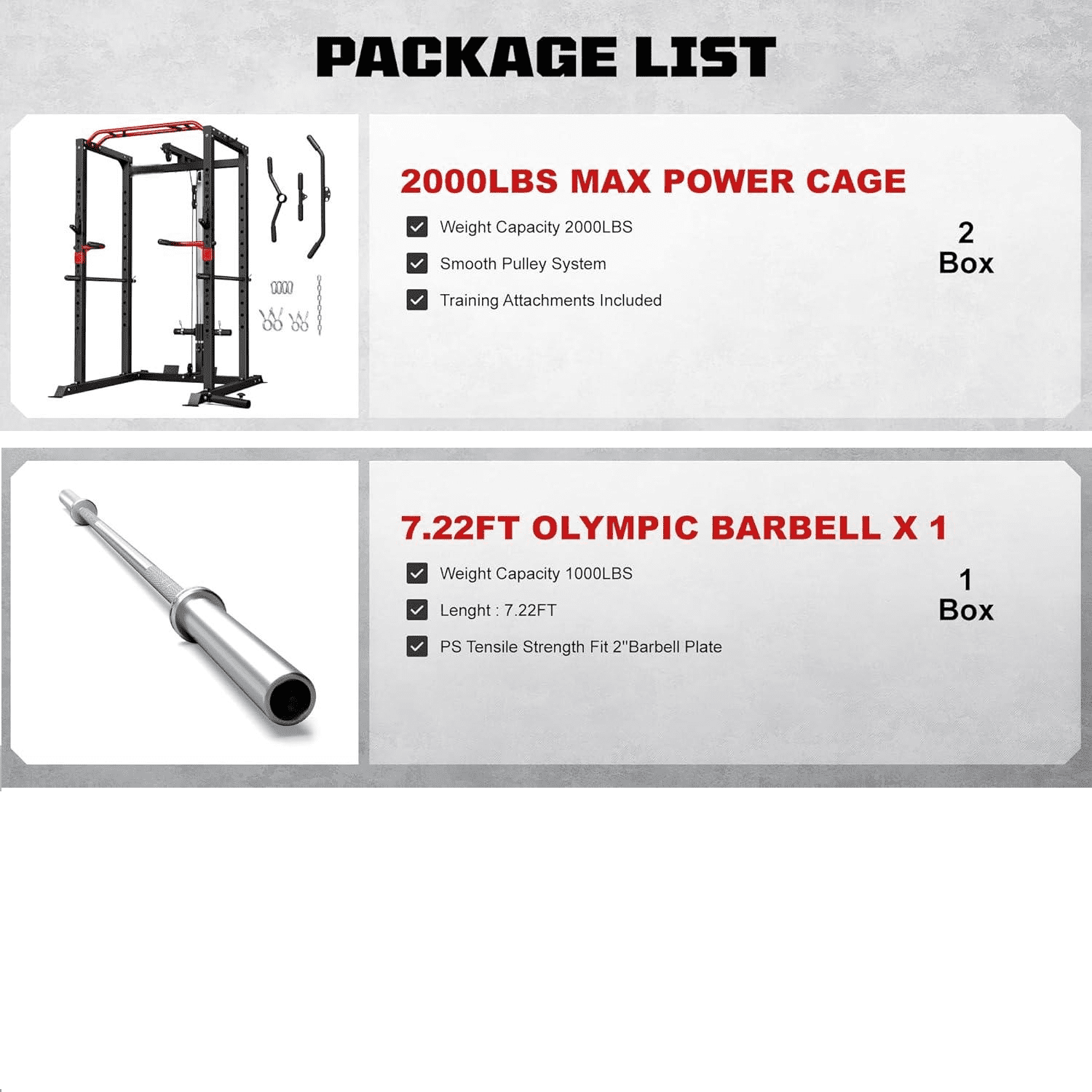 Forgemus Squat Rack for Home Gym,2000lbs Power Rack Squat Machine with LAT Pulldown and More Training Attachments,Weight Rack with Adjustable Pulley System for Full Body Workout,Black