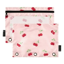 ALAZA 2 Pack Pencil Pouch Cherry Fruits Pencil Case for 3 Ring Binder Clear Window Pencil Bag Organizers