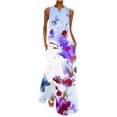 thumbnail image 2 of SMihono Robe Maxi Bohème d'Été pour Femmes Grande Taille Mode d'Été pour Femmes Imprimée à Col en V Sans Manches à Enfiler avec Poches Robe de Plage Évasée Robe Soleil, 2 of 5