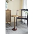 thumbnail image 5 of 11.8x11.8x24" Slender Brass Side Table with Textured Gold Top and Wooden Pedestal Base, 5 of 5