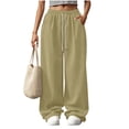 thumbnail image 6 of ZHYou No Boundarie Corduroy Sweatpants for Women Wide Leg Texture Drawstring Baggy High Waisted Pants with Pockets,Beige,Size M, 6 of 9