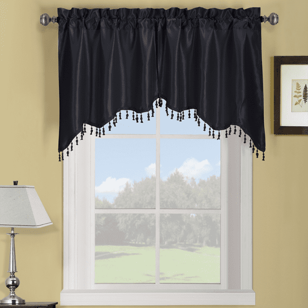 Casual Classic Contemporary Rod Pocket Soho Swag Valance 70"Wx30"L Black