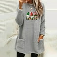 thumbnail image 2 of Lovskoo Fuzzy Fleece Pullover Tops for Women Winter Warm Printed Long Sleeve with Pocket Crewneck Solid Color Warm Top Gray, 2 of 6