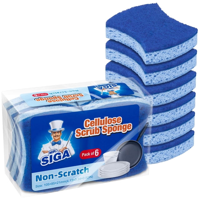 Esponja exfoliante MR.SIGA de celulosa antiarañazos, paquete de 12