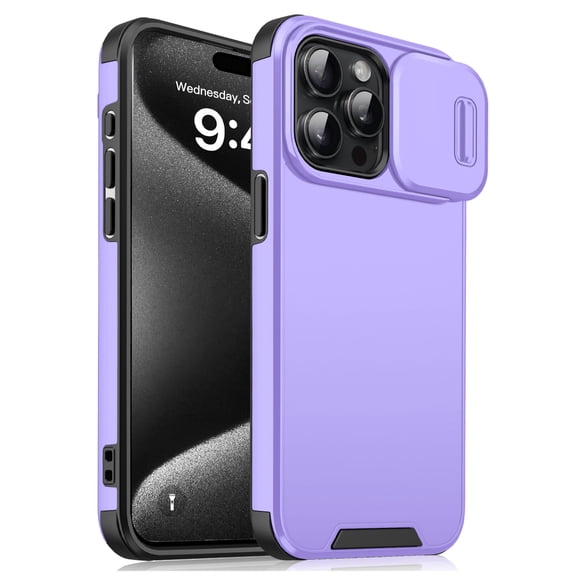 Corliven for iPhone 15 Pro Case with Shock Absorbing PC TPU Cover and Wireless Charging Support, Purple