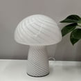 thumbnail image 1 of Lámpara de hongo regulable, lámpara de mesa de noche de vidrio con forma de hongo, lámpara de escritorio pequeña para mesita de noche, luz en espiral para decoración del hogar (raya blanca), 1 of 5
