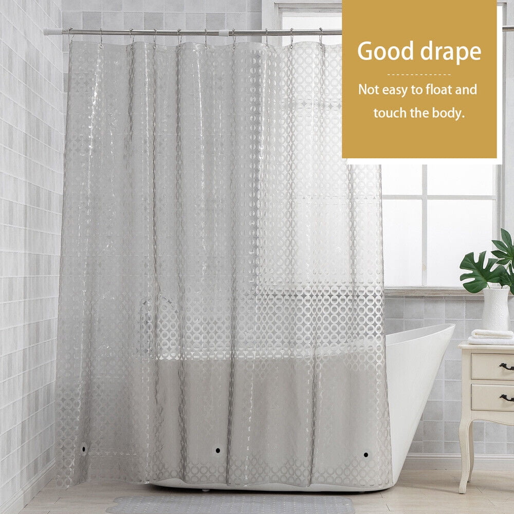 Clear Shower Curtain Liner Mildew Proof with and Hooks 72" x 72