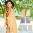 thumbnail image 4 of TERGAYEE Beach Towel Cotton Absorbent Large Size Bath Towel European and Knitted Striped Fringed Turkish Sand, 4 of 4