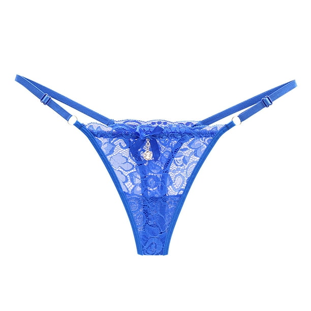 Braguitas tanga de encaje transparente para mujer - Cintura ajustable, detalle de lazo, sin costuras, lavado a mano, talla única para cinturas de 58-80 cm