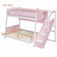 thumbnail image 4 of Twin over Full Bunk Bed with Striped-Design Staircase, Kids Teens Wooden Storage Bed Frame with Side Shelves, 4 of 11