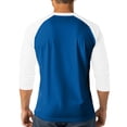 thumbnail image 4 of Dwelliawo Henley Fall Shirts for Men Raglan 3/4 Sleeve Jersey Baseball T-Shirts Casual Round Neck Athletic Tee Tops Blue S, 4 of 7
