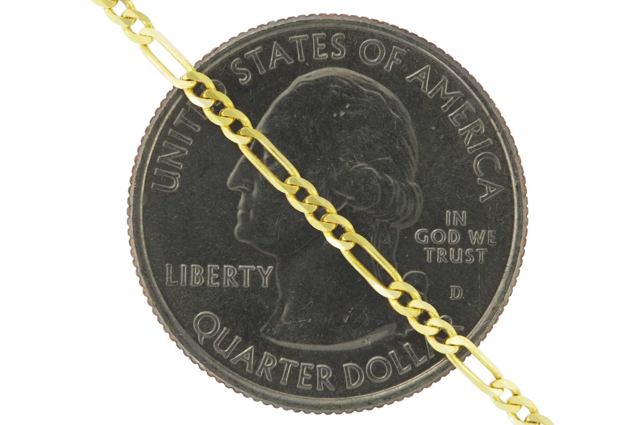 Nuragold 14k Real Yellow Gold Figaro Link 2mm Chain Necklace (16"-24") Dainty Italian Jewelry for Men & Women