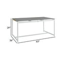 thumbnail image 5 of Dex 63 Inch Outdoor Dining Table, Rectangular, Teak Accents, Stone, White, 5 of 5