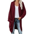 thumbnail image 2 of LOVZFMLL Cardigan pour Femmes Manches Longues Décontracté Patchwork Rayé Long Cardigan Haut Blouse Manteau, 2 of 6