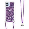 thumbnail image 3 of Long Crossbody Lanyard Clear Case for Samsung Galaxy A04E with Adjustable Neck Strap, Glitter Sparkly Bling Quicksand Phone Cover Cases for Samsung Galaxy A03 / A04E / M04 /F04 QKG Purple, 3 of 14