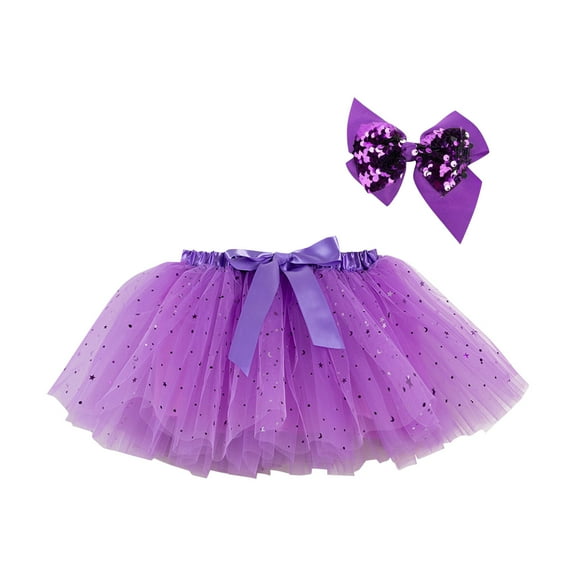 Toddler Baby Girl Skirts Tulles Tutus for Toddle Girls, Kids Layered Princess Sequin Skirts, Summer New Girl Mesh Puffy Ballets Skirt Tutus Skirts for Toddler Girls Purple 9-11Y