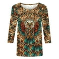 thumbnail image 5 of JTZGDY Western Shirts for Women Plus Size Ethnic Style Tops Plus Size 3/4 Lenght Sleeve Vintage Bleached Crewneck Tunic Tees Loose Oversied Graphic Tshirt Tops Multicolor#14 XXXL, 5 of 6