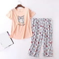 thumbnail image 2 of 2025 Ensemble de Pyjama en Coton pour Femmes Ensemble Femmes Haut à Manches Courtes Capri Jolies Robes de Nuit pour Femmes Pantalon de Sommeil Vêtement de Nuit, 2 of 6