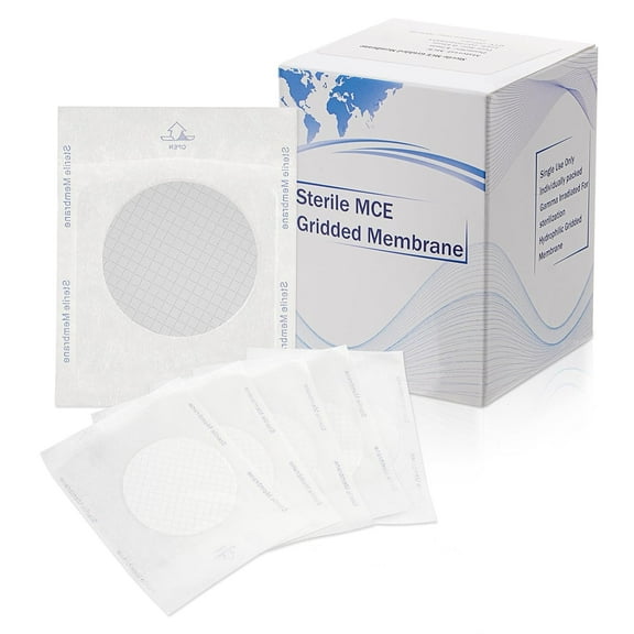 400 Pack MCE Gridded Membrane Filter, 47 mm 0.45μm Sterile Individual Pack, Mixed Cellulose Esters Membrane Filter, Membrane Disc Filter