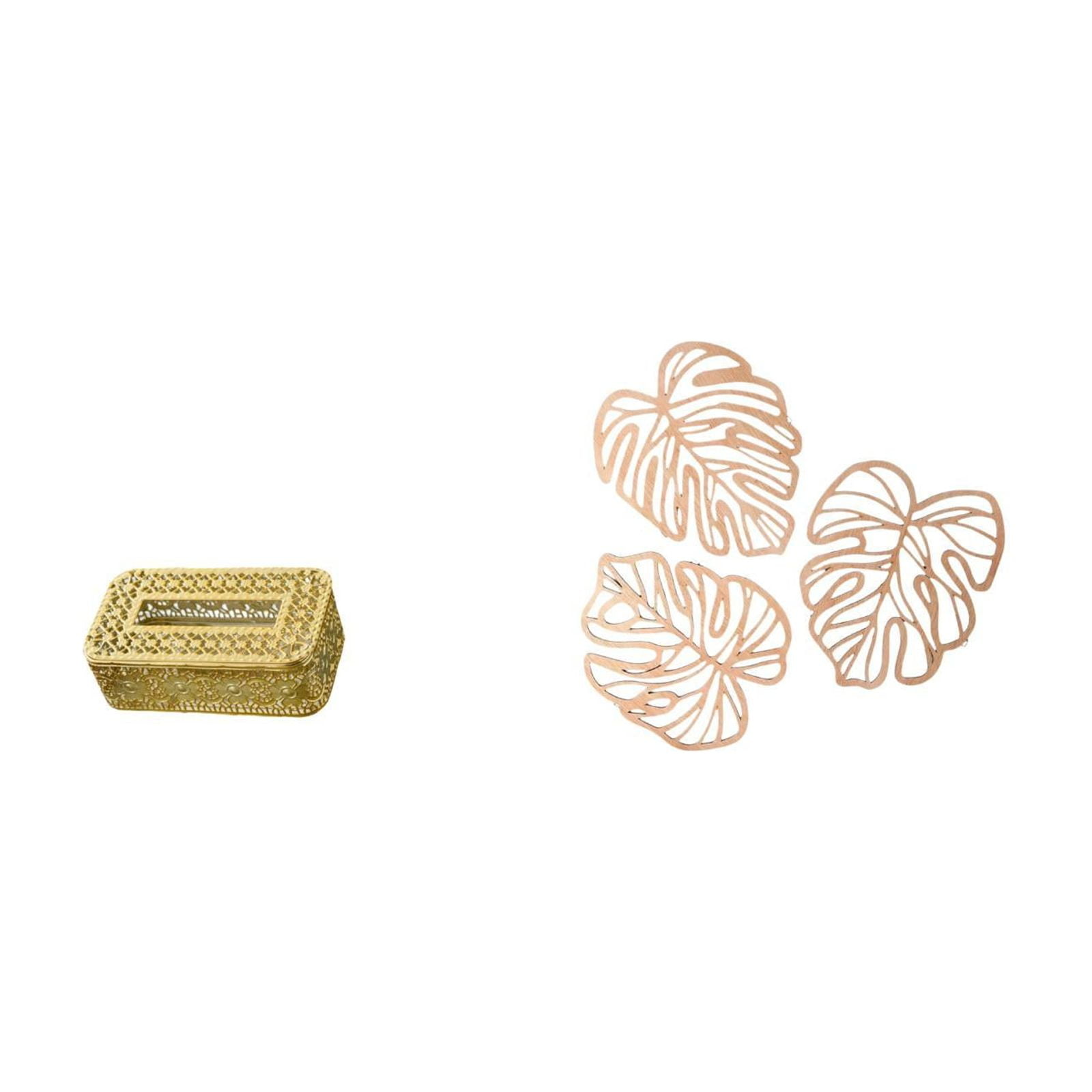 Fiocias Tissue Box Bathroom Toilet Paper Holder Tissue Paper Storage Holder Tissue Box Cover Facial Tissue Holder Palm Leaves Wood Wall Decor Wooden Ornament