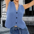 thumbnail image 2 of Bwdbhd Knitted Vest Women Knit Crop Sweater Vest Sleeveless Pullover Summer Tank Tops Casual Streetwear Blue,L, 2 of 4