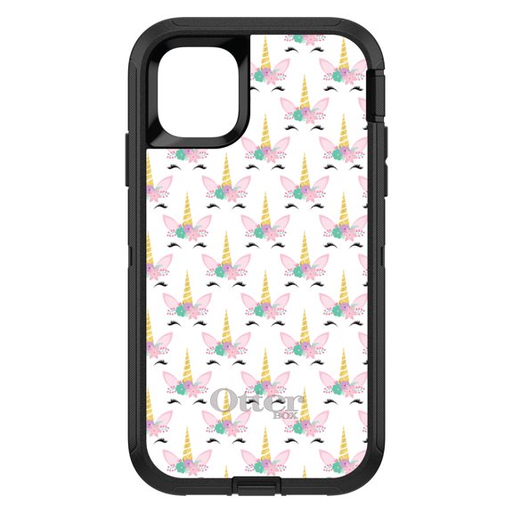 DistinctInk OtterBox Defender Custom Case for Apple iPhone 15 (6.1" Screen) - White Pink Teal - Tempered Glass Back
