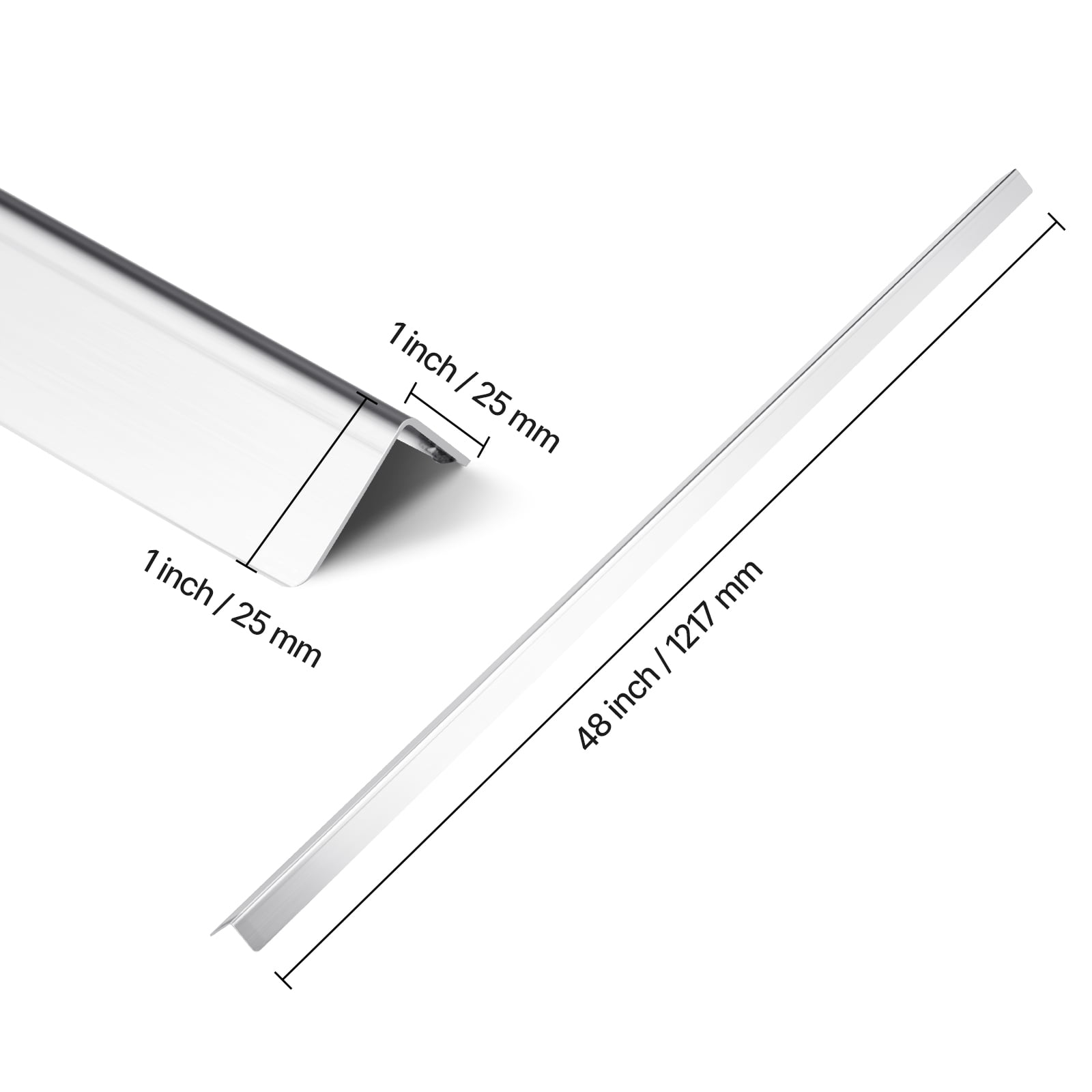KFFKFF Stainless Steel Wall Corner Protector, 1 x 1 x 48 inch, Set of 10 Metal Guards, 304 Stainless Steel Edge Trim with 90-Degree Angle for Wall Protection in Homes, Offices, and Commercial Spaces