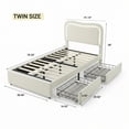 thumbnail image 2 of Yiwa Upholstered Boucle Platform Bed, LED Headboard Frame with 2 Storage Drawers and Wood Slats, No Box Spring Needed, 2 of 7