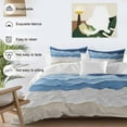 thumbnail image 3 of Abstract Beach Wave Bedding Duvet Cover Set Full Size 4 Pieces Watercolor Blue Modern Art Bedding Set with Zipper Closure, 1 Comforter Cover 86x86 Inches 1 Flat Sheet & 2 Pillow Cases, 3 of 7