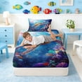 thumbnail image 5 of Manfei Underwater Sea Turtle Twin Sheet Sets for Kids Boys and Girls, Ocean Marine Life Print Bedding 3-Piece, 1 Flat Sheet, 1 Fitted Sheet and 1 Pillowcase, 5 of 6