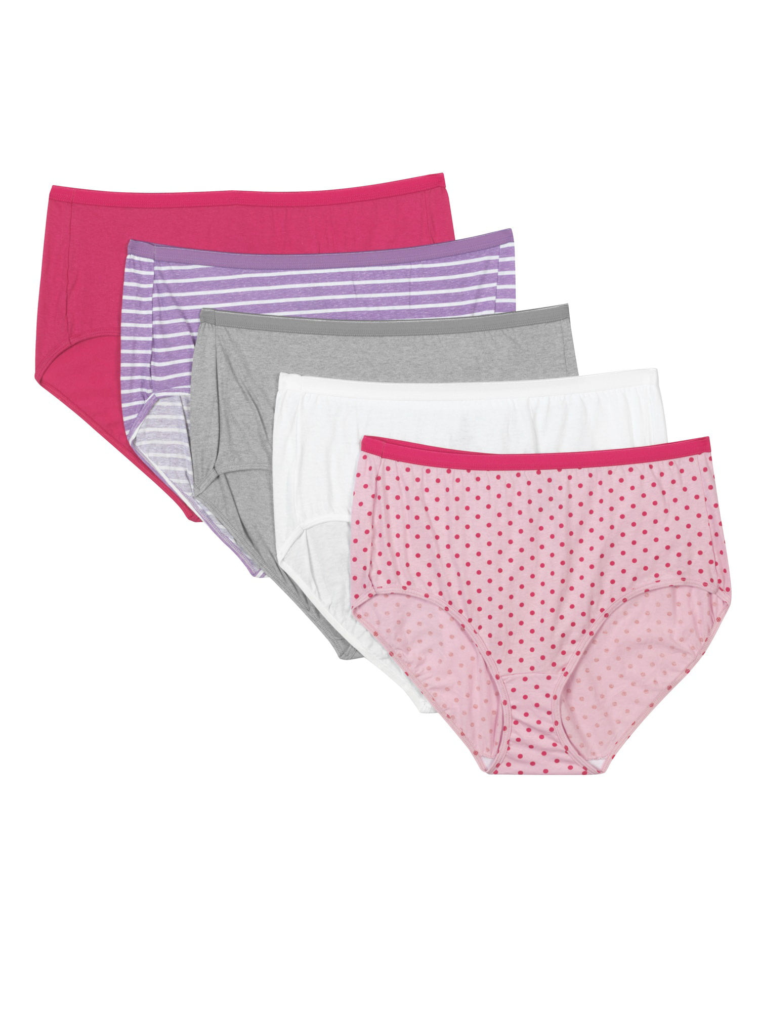 Just My Size Women's Plus Tagless White Cotton Briefs 5-Pack