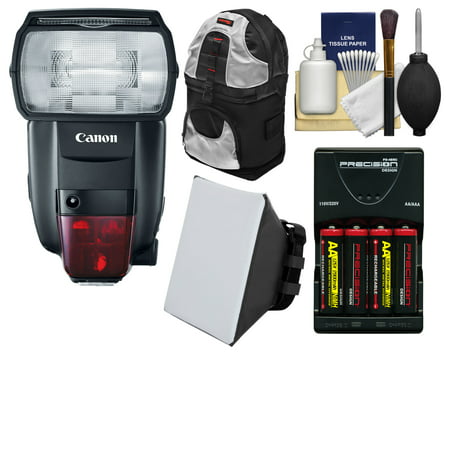 Canon Speedlite 600EX II-RT Flash with Case + Batteries & Charger + Soft Box + (Best Flash Diffuser For Canon 600ex Rt)