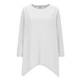 thumbnail image 5 of Hanen Long Sleeve Womens Tops Casual Women's Casual Round Neck Blouse Solid Color Loose Three Quarter Sleeve 3/4 Sleeve Tops Athletic Sweatshirts for Women, 5 of 9