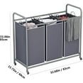 thumbnail image 6 of 3-Bag Laundry Sorter,Laundry Hamper Cart with Heavy Duty Rolling Lockable Wheels and Removable Bags (Grey), 6 of 12