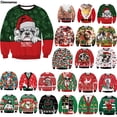 thumbnail image 2 of Suéter navideño de mal gusto para hombre y mujer, sudadera navideña con estampado 3D de perro, copo de nieve, campana, reno y Papá Noel para fiestas navideñas, 2 of 5