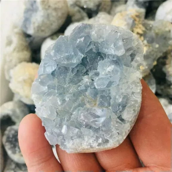 EOEMY 10-200G Natural Celestite Cluster Druzy Geode Quartz Crystal Energy Specimens-About 100-150G