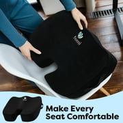 Extra Thick Coccyx Orthopedic Memory Foam Seat Cushion by FOMI Care Black Large Cushion For Car or Truck Seat, Office Chair, Wheelchair Back Pain Relief
