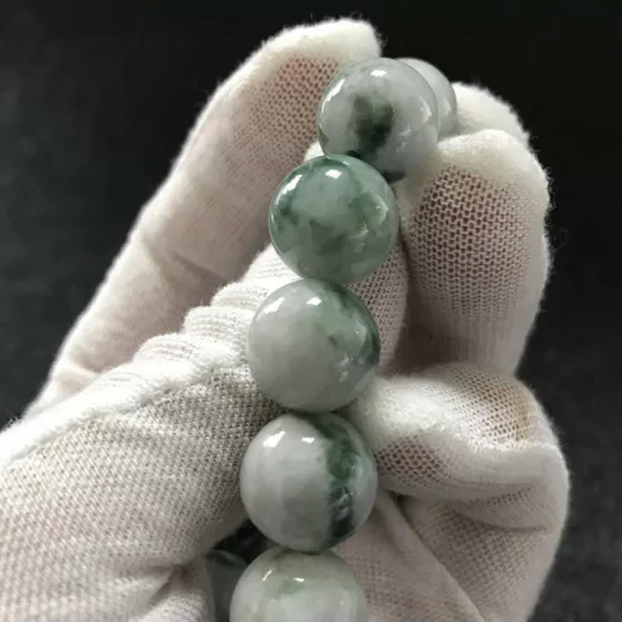 EOEMY 14mm Certified Burma Jade Bracelet Beaded Bracelet Jade Bangle For Men Women