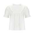 thumbnail image 6 of Womens Business Casual Tops Ruffle Short Sleeve V Neck Flowy Dressy Summer Blouses Shirts White XL, 6 of 6