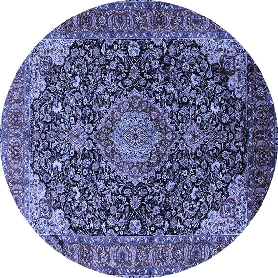 Ahgly Company Indoor Round Medallion Blue Traditional Area Rugs, 6' Round