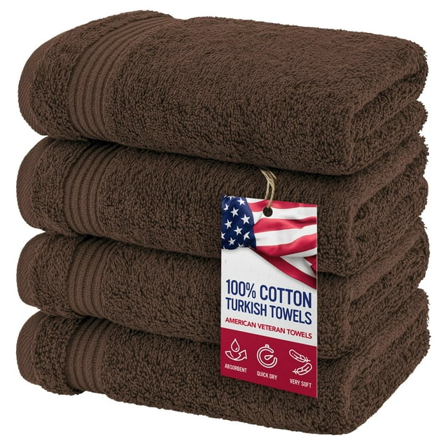 Juego de toallas de mano American Veteran Towel 100% algodón (paquete de 4)