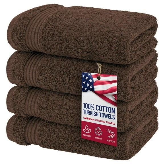 Juego de toallas de mano American Veteran Towel 100% algodón (paquete de 4)