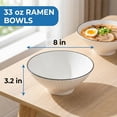 thumbnail image 2 of Ramen Bowls Set of 4, 33 oz Ceramic  Style Noodle Bowls, 8 Inch Conical Pho and Udon Bowls with Black Rim, Ribbed Texture, Microwave & Dishwasher Safe, 2 of 6