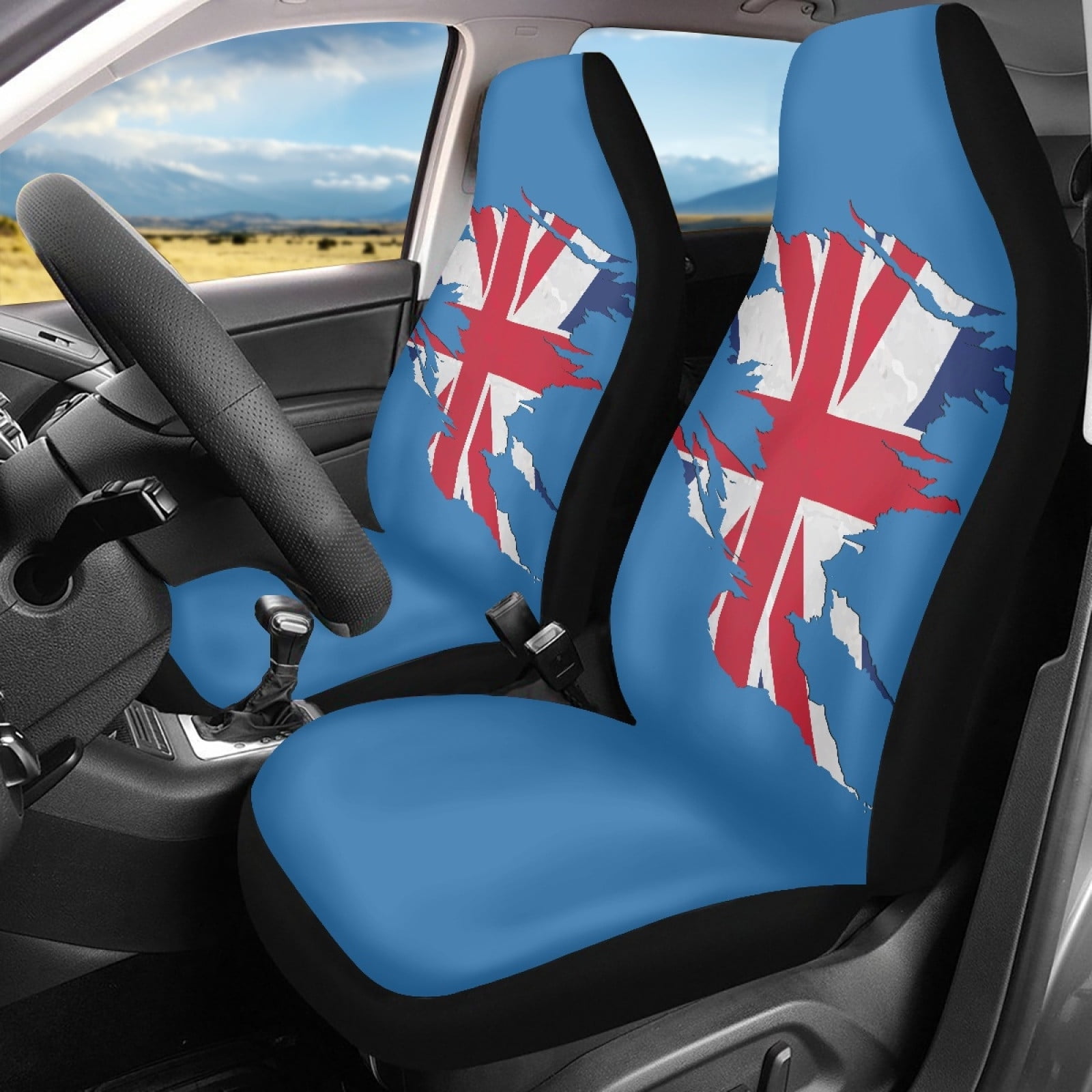 RuiJiao Car Seat Cover Thin Breathable Elastic Fabric for High Back Bucket Seats 2-Piece Set, Universal Fit for Most Vehicles, All-Season Protection