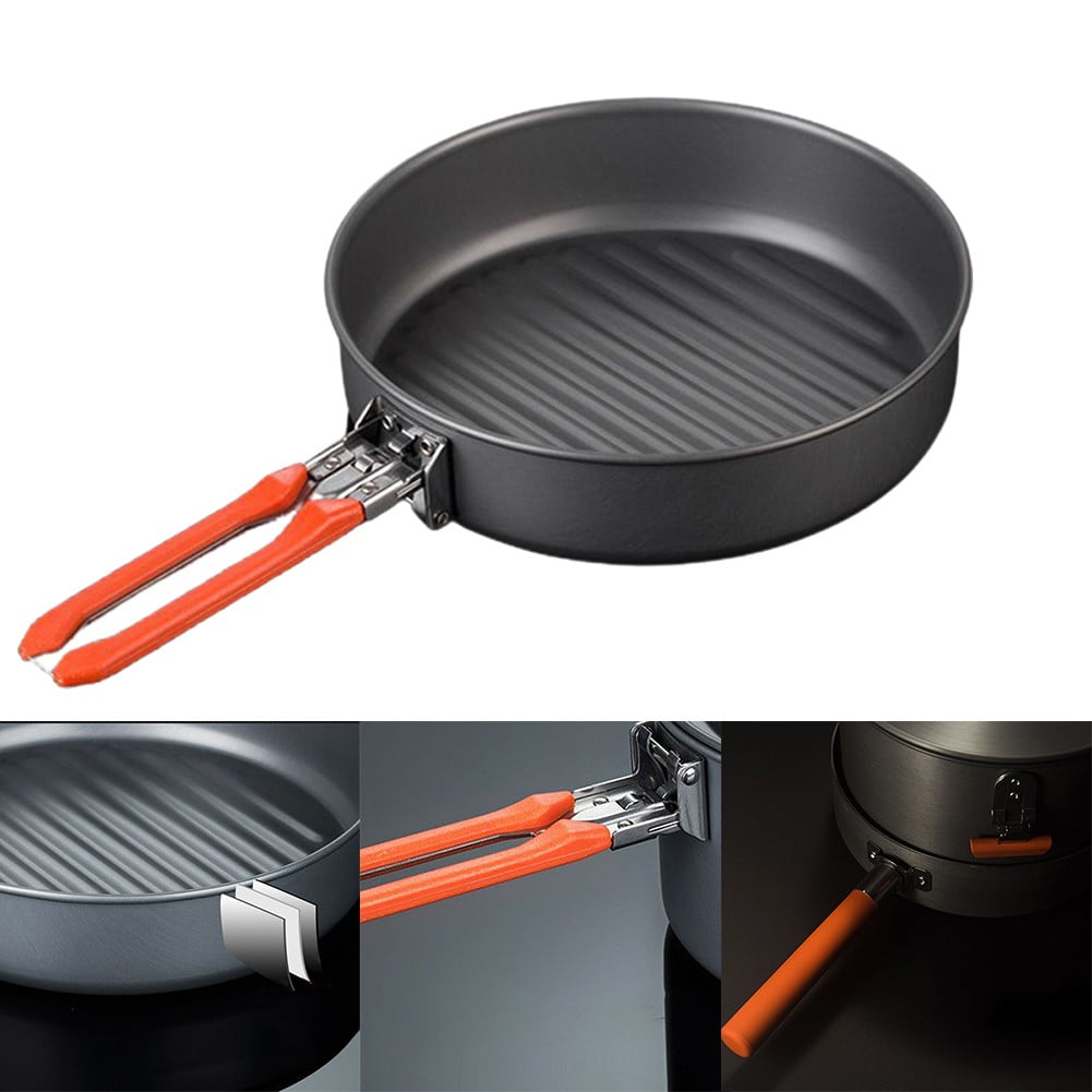 Rosarivae 1pc Outdoor Camping Wok Portable Detachable Handle Frying Pan Non  Stick Pan 